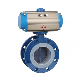 Flange type fully lined PTFE pneumatic butterfly valve ZMAD41F46-16C
