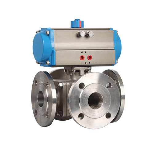 Flanged four-way pneumatic ball valve structure features