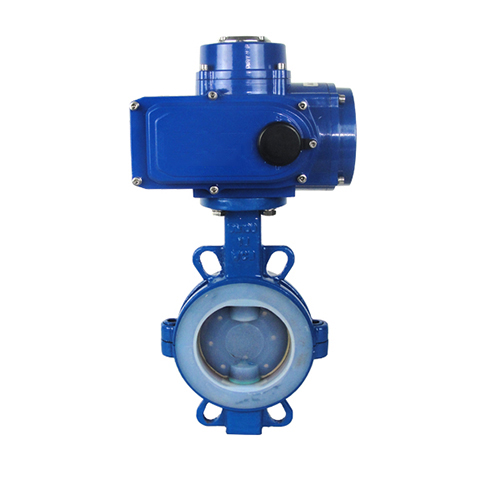 Fluorine-lined clamp electric butterfly valve application
